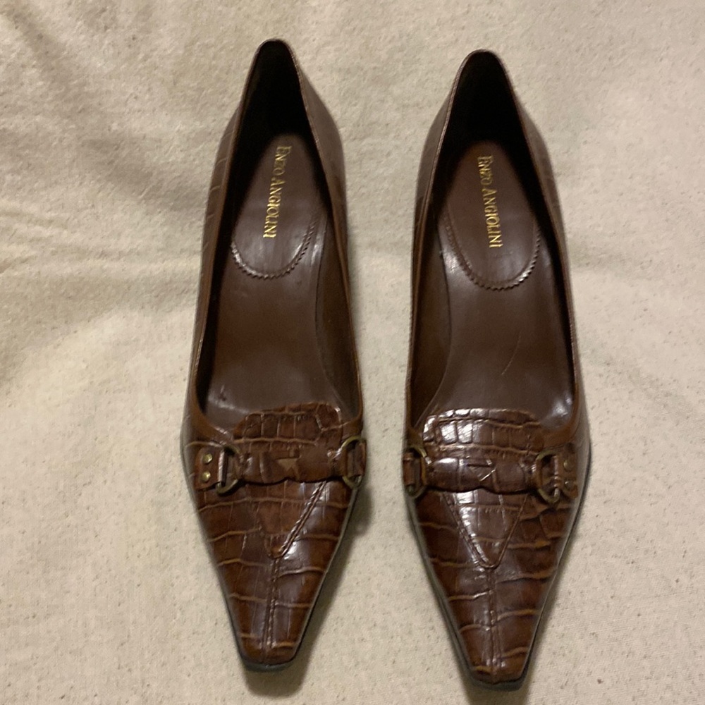 Enzo Angiolini Brown Alligator Leather Pumps Size 7.5